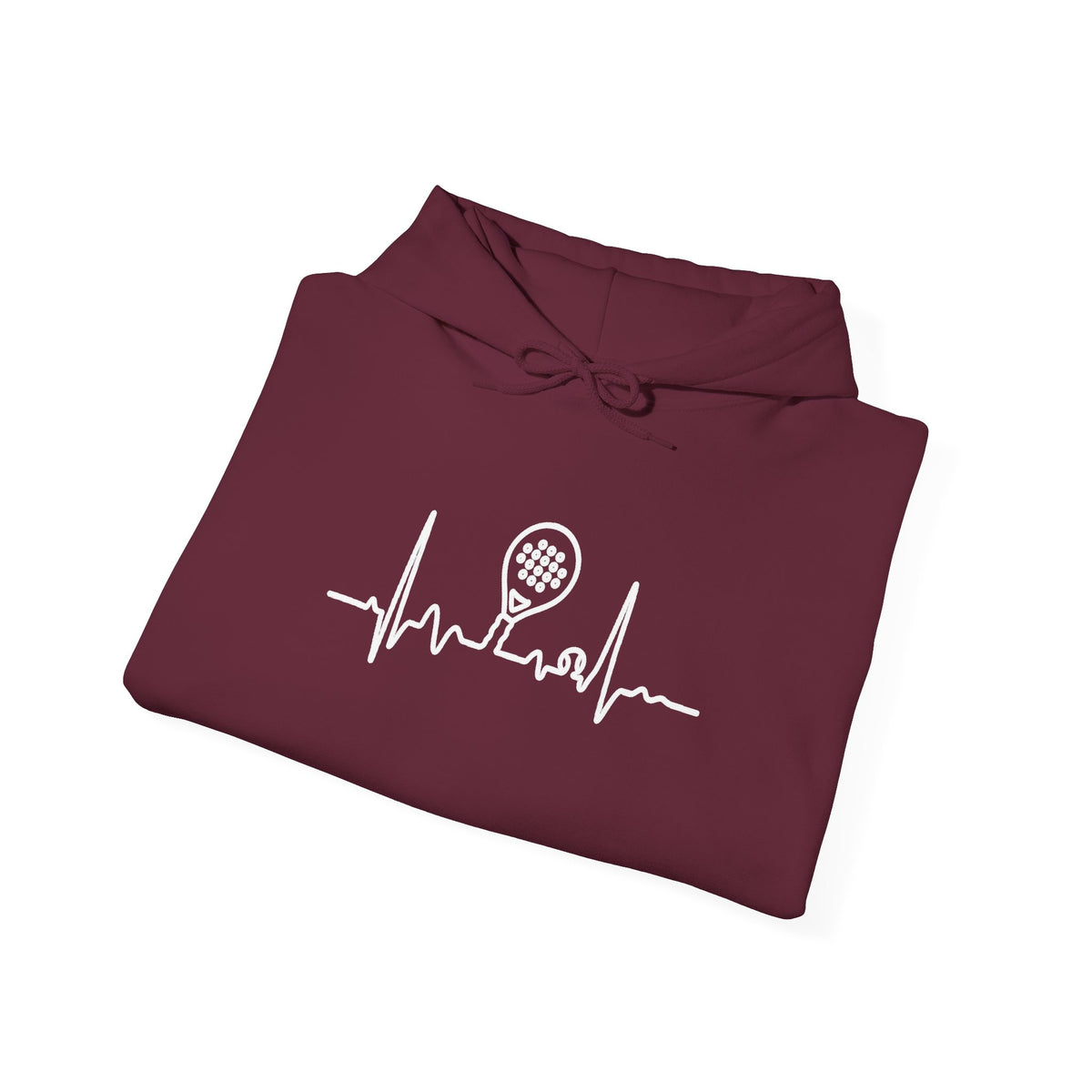 Maroon hoodie with ECG heartbeat line padel graphic 