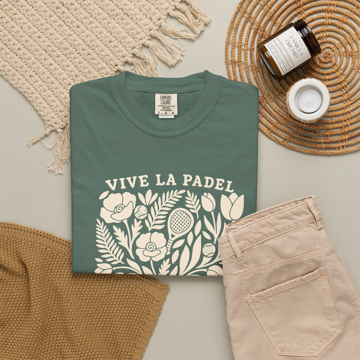 Vive La Padel Floral T-Shirt — Vintage Botanical Padel Tee