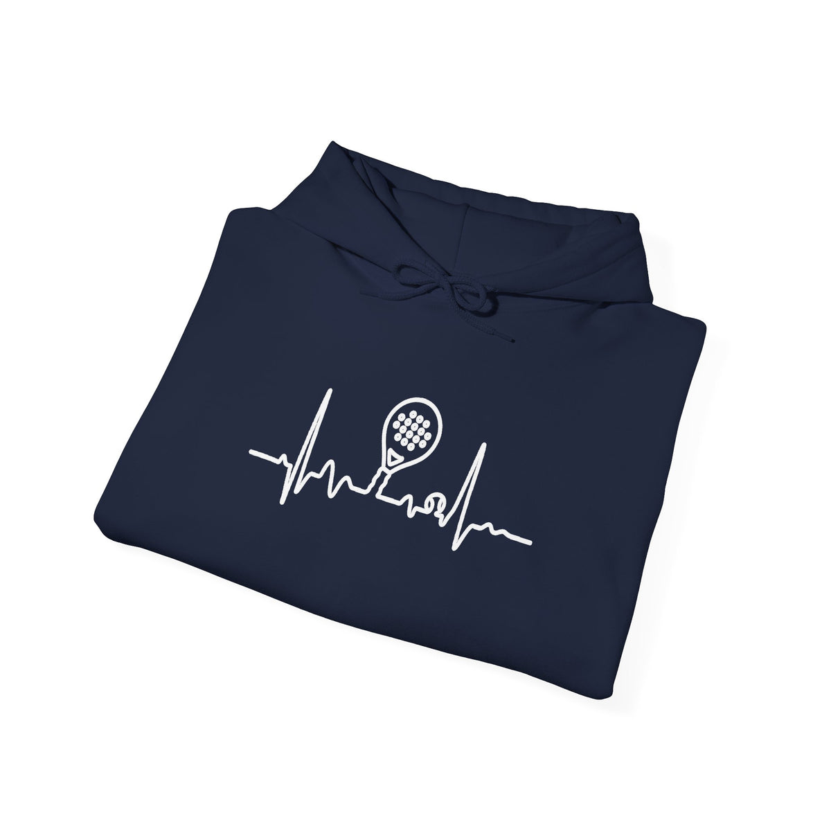 Navy hoodie with ECG heartbeat line padel graphic 