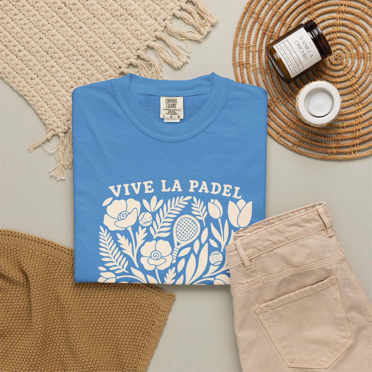 Vive La Padel Floral T-Shirt — Vintage Botanical Padel Tee