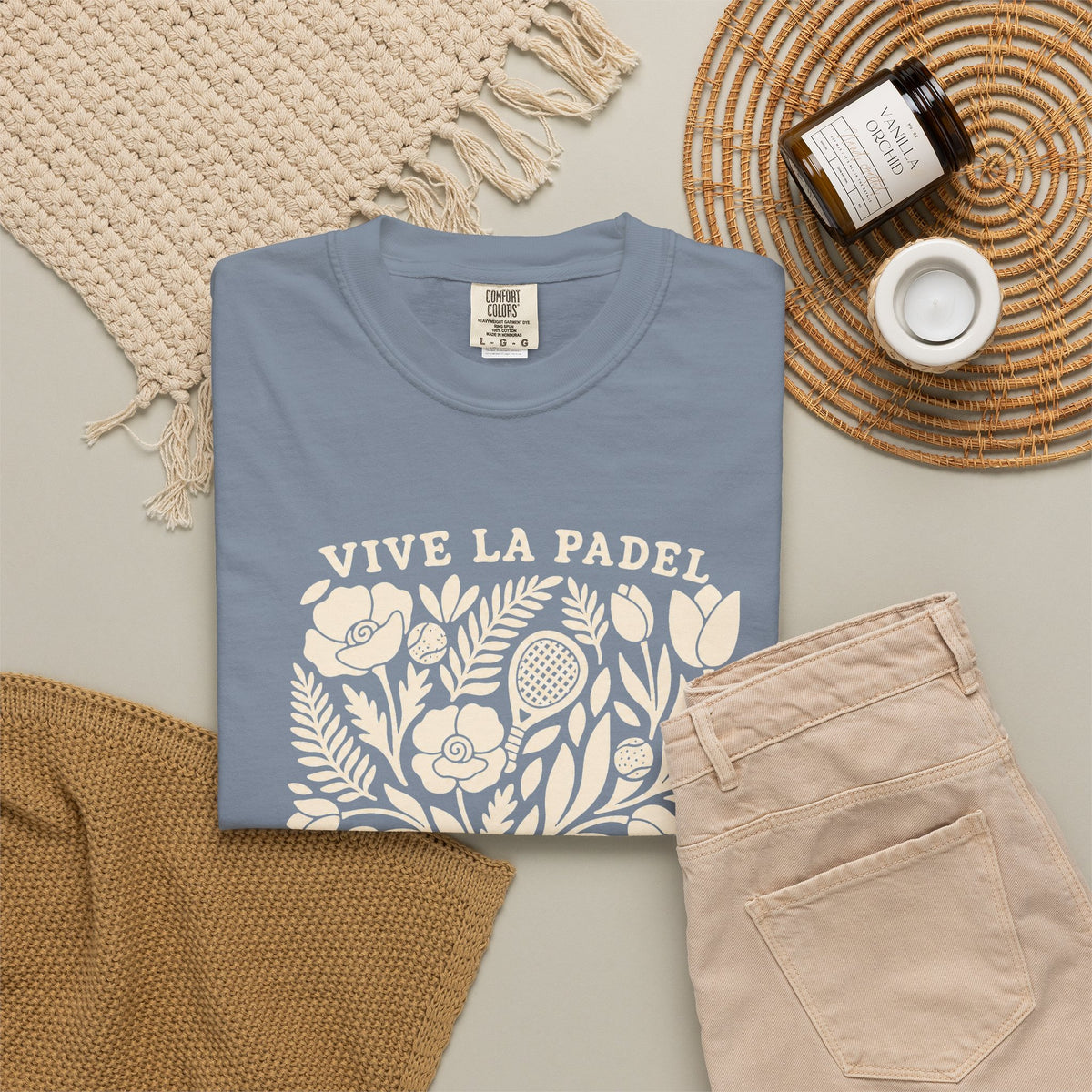 Vive La Padel Floral T-Shirt — Vintage Botanical Padel Tee