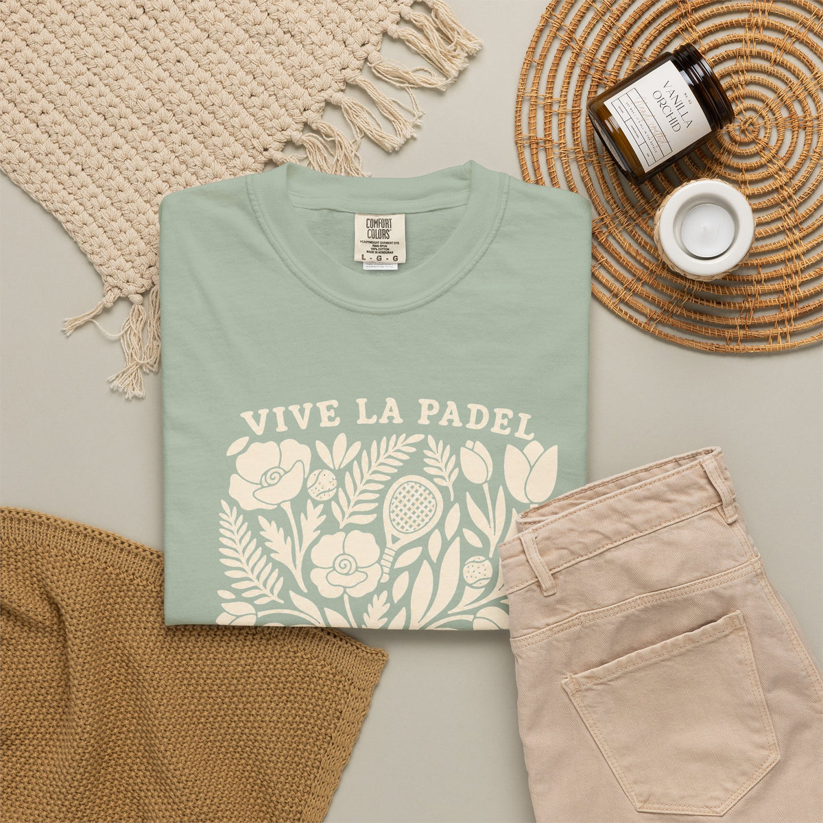 Vive La Padel Floral T-Shirt — Vintage Botanical Padel Tee