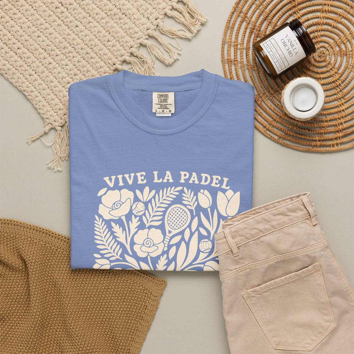 Vive La Padel Floral T-Shirt — Vintage Botanical Padel Tee