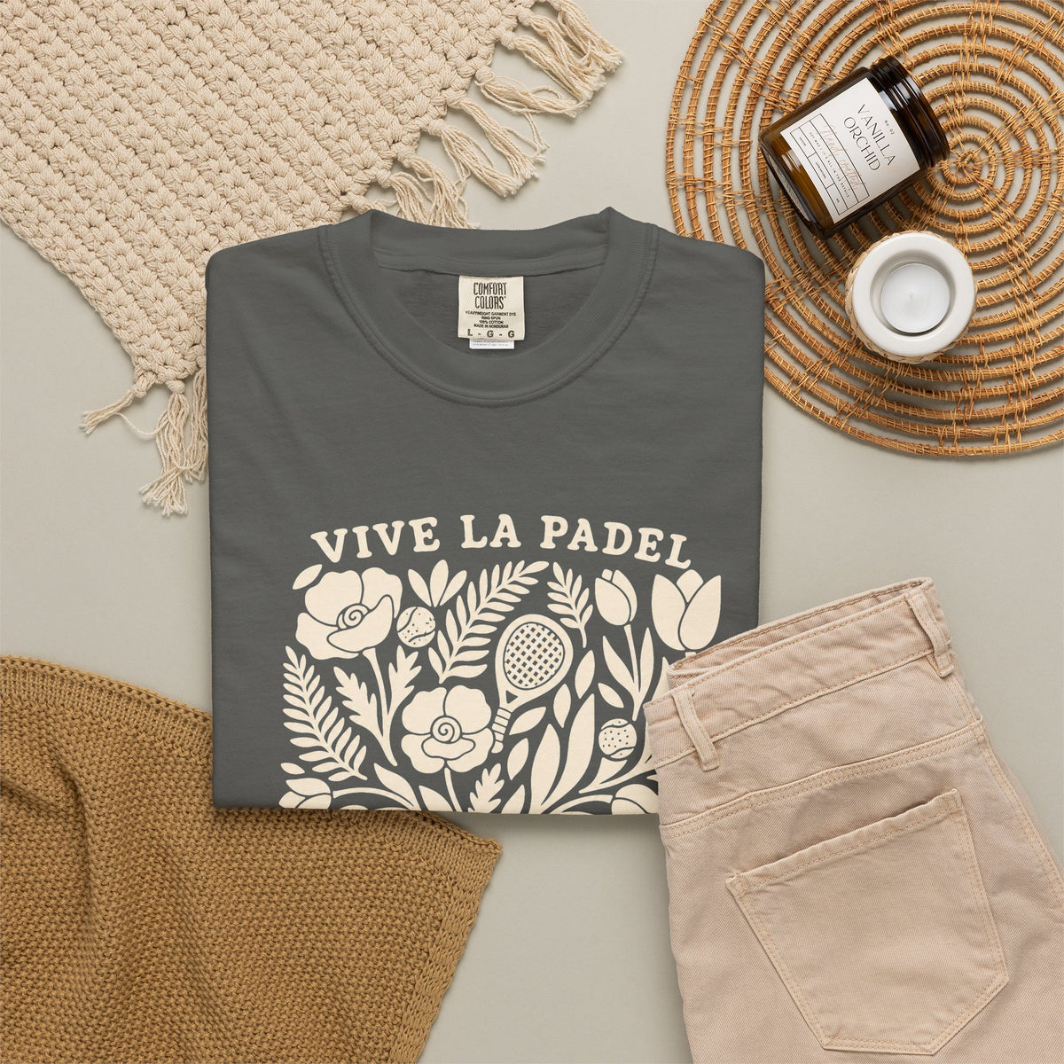 Vive La Padel Floral T-Shirt — Vintage Botanical Padel Tee